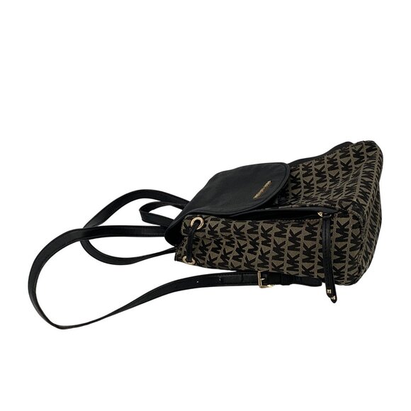 Michael Kors Evie Monogram Canvas & Leather Small Backpack Black/Brown Used - Picture 2 of 16